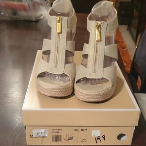 Michael Kors Gold Zipper Espadrille Sandals